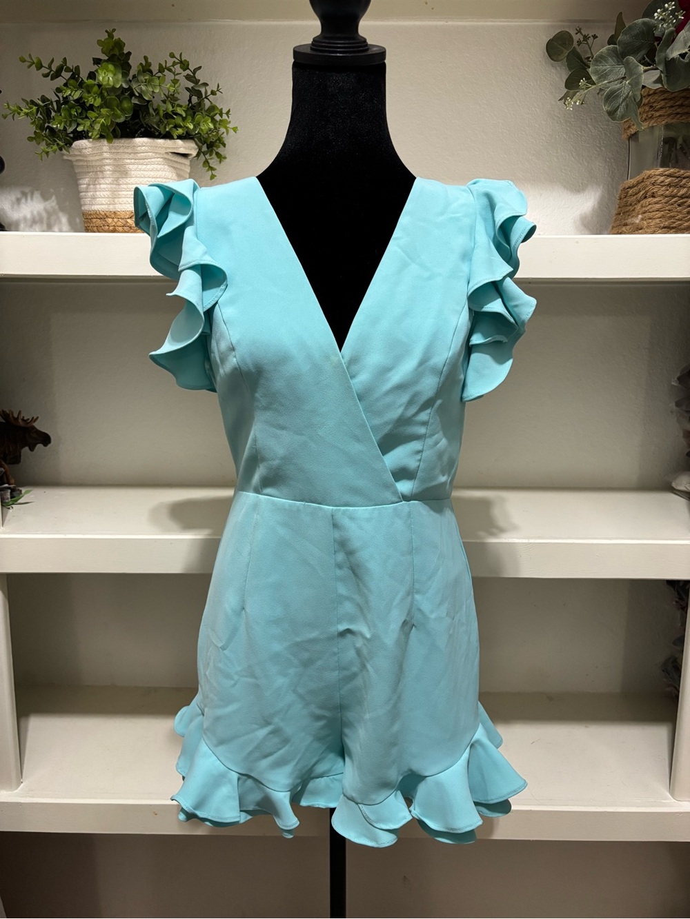 DO+BE Aqua Ruffle V-Neck Romper